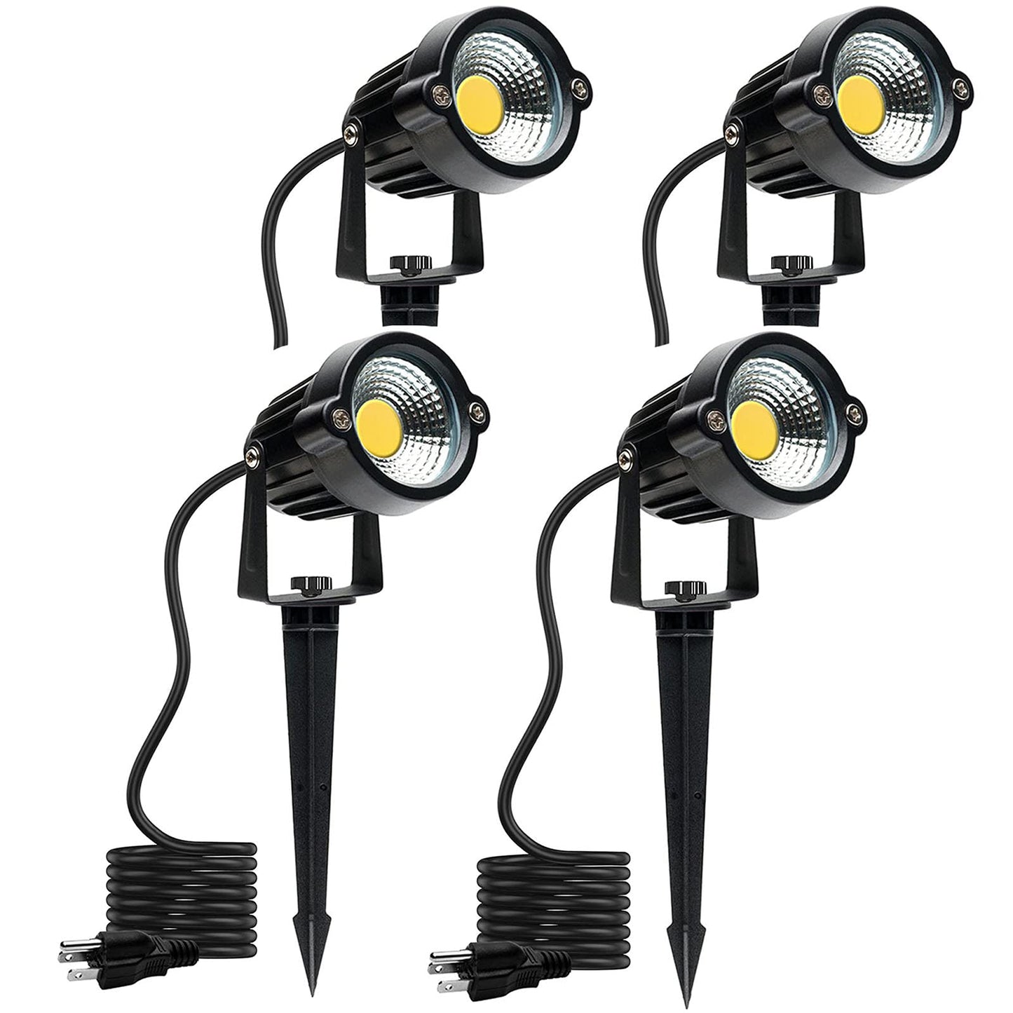 Skanto | Warm White Spot Light, LED Landscape Lighting 5W 3000K Outdoor Spotlight Garden Spot Light With Spike Stand Waterproof Spotlight For Garden Home Lawn Decoration Us 3-Plug (4 Lights)