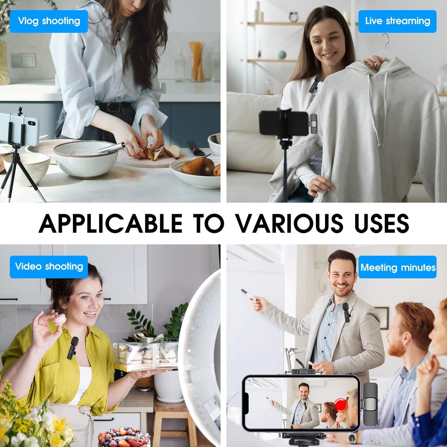 2-Pack wireless microphone for iPhone iPad Bowlift
