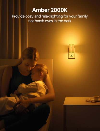 Skanto Skanto | Kindeep Amber Night Light with Dusk to Dawn Sensor, Dimmable 5-120Lm, 2 Pack for Bedroom &