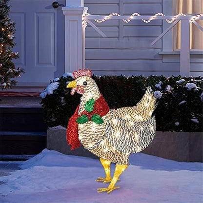 BowLift | WinterHen LED Chicken with Scarf – Illuminating Christmas Decoration for Indoor and Outdoor