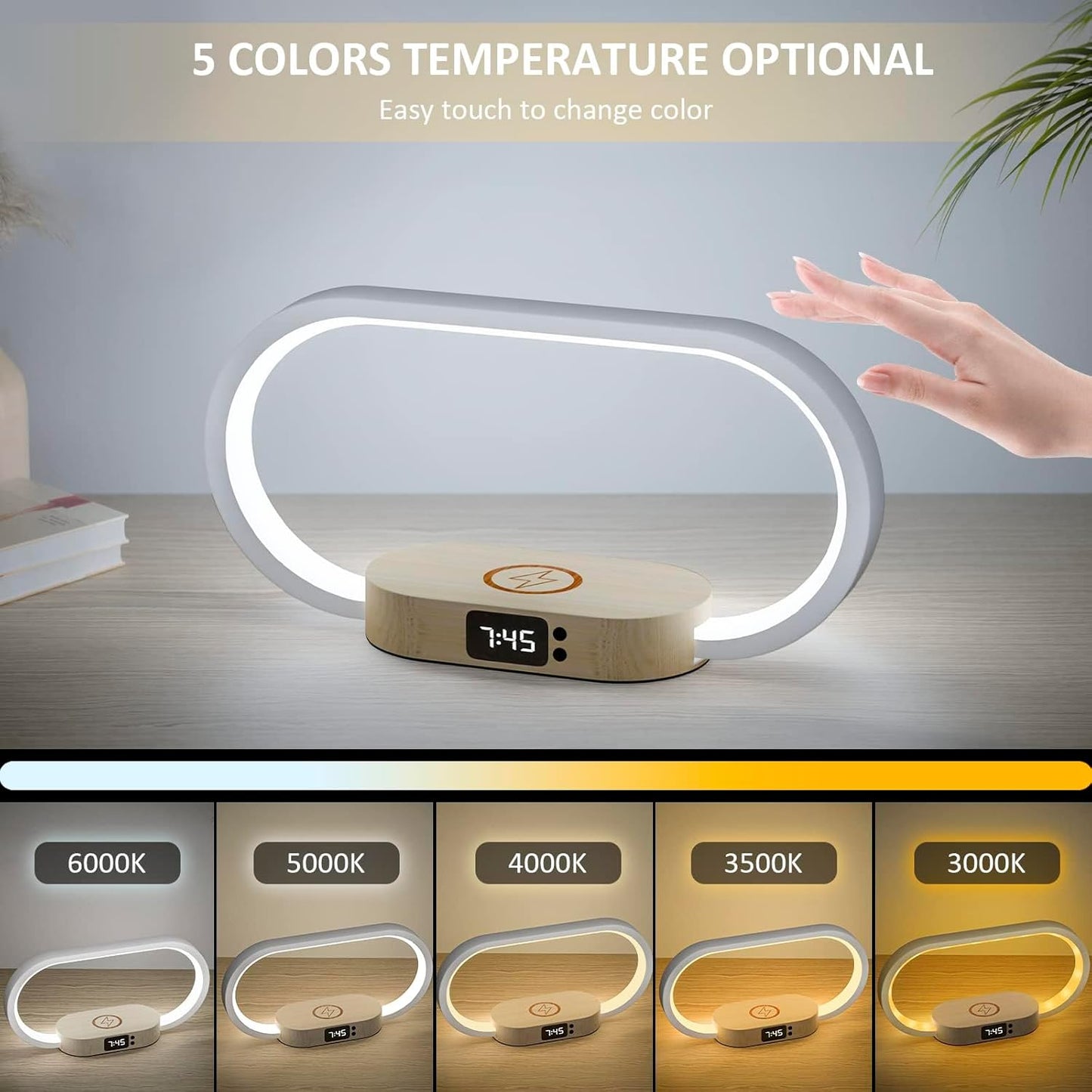 Skanto | Wireless Charging Bedside Lamp with Clock – Lumora