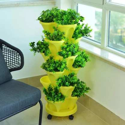 BowLift | Stackable Plants Pot - 6 Trays+ Wheel Tray