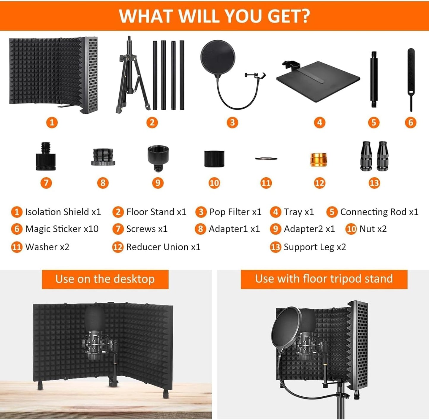 BowLift | Triple-Layer Foldable Microphone Isolation Shield with Tripod Stand