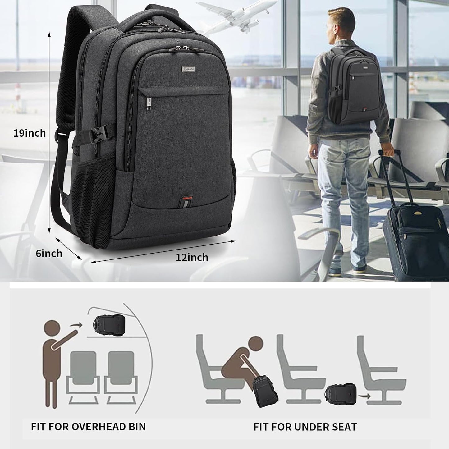 Water-Resistant Travel Laptop Backpack with USB Port & Organised Storage | Kalsten