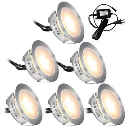 Skanto | Smy Lighting 6-Pack LED Deck Lights, Waterproof IP67, Warm White, Stainless Steel, Low Voltage
