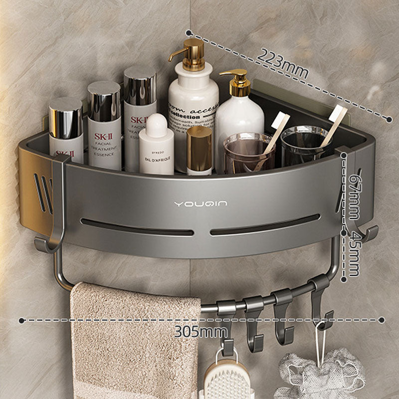 Skanto | EasyCorner Aluminum Shelf – Self-Adhesive Bathroom Hook Storage without Drilling