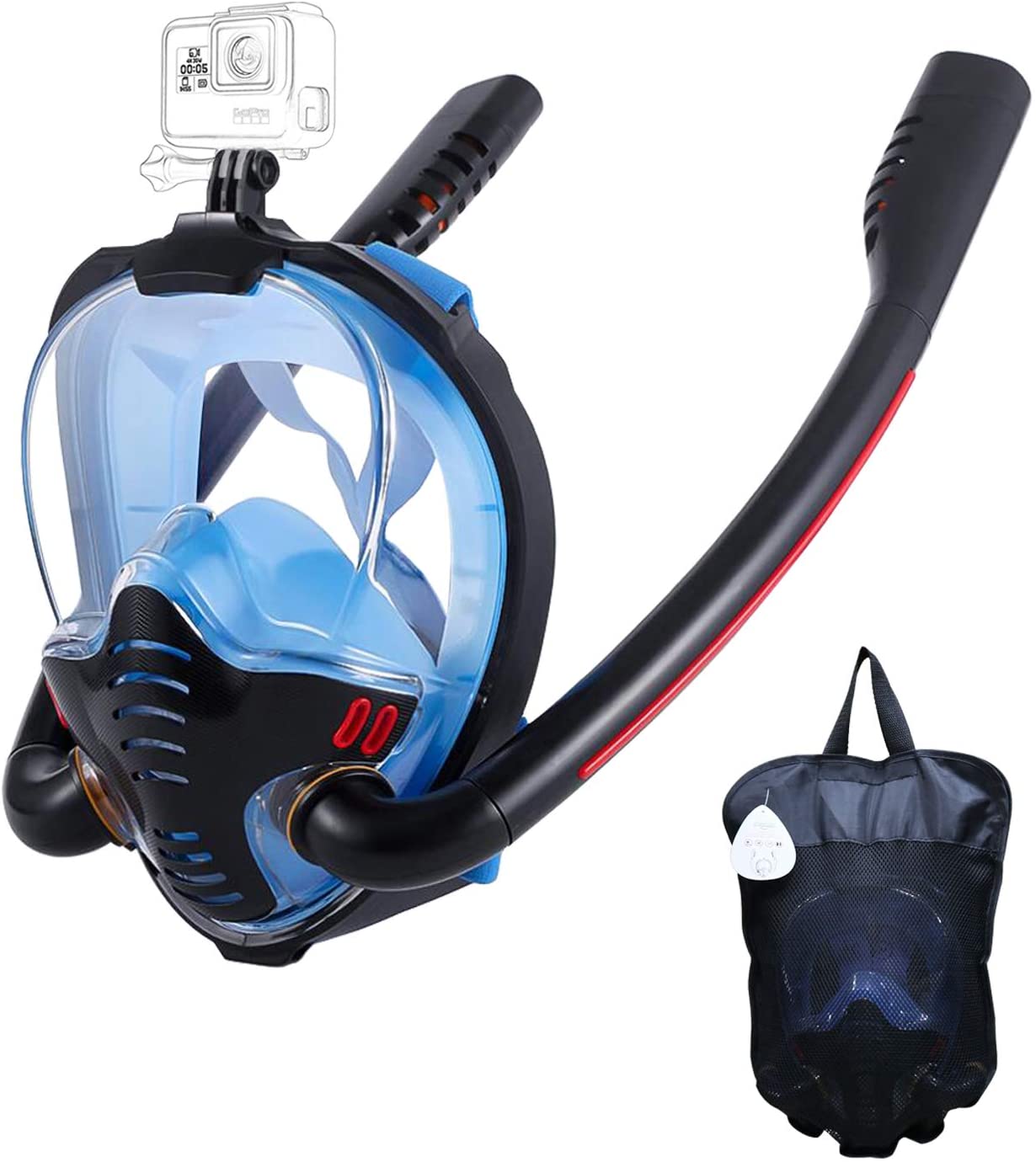 Skanto | Snorkel Mask with Anti-Fog Cloth, 180-Degree Panoramic View HD