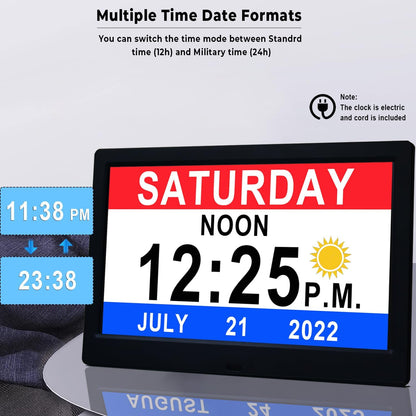 BowLift | 11.5-Inch Digital Calendar Day Clock with 19 Reminders – Claryon