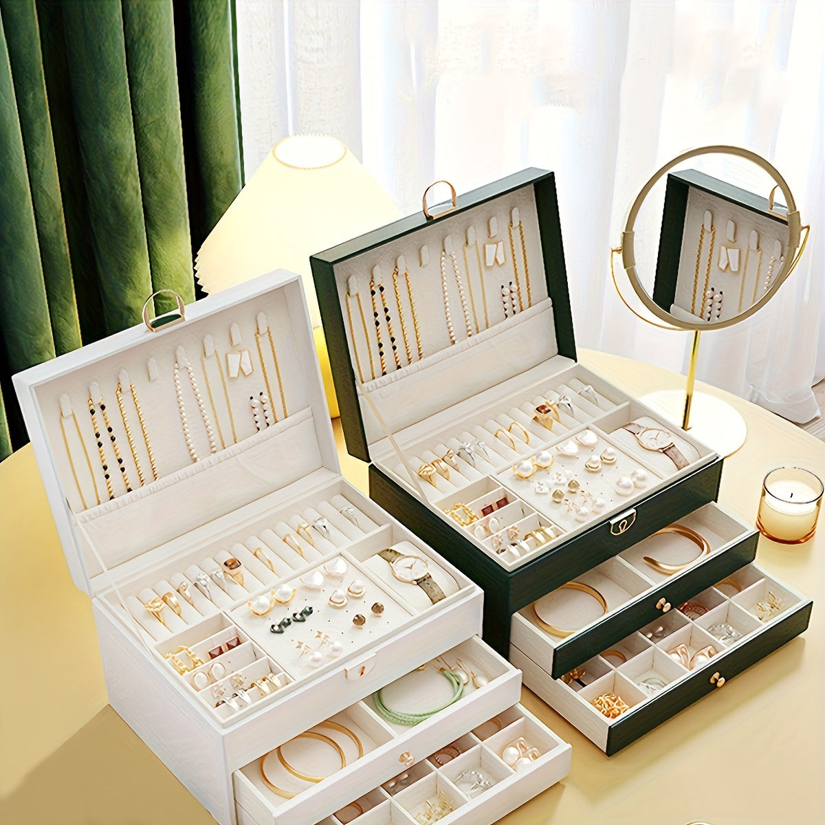 Skanto | Leather Jewelry Box Organizer with Drawers