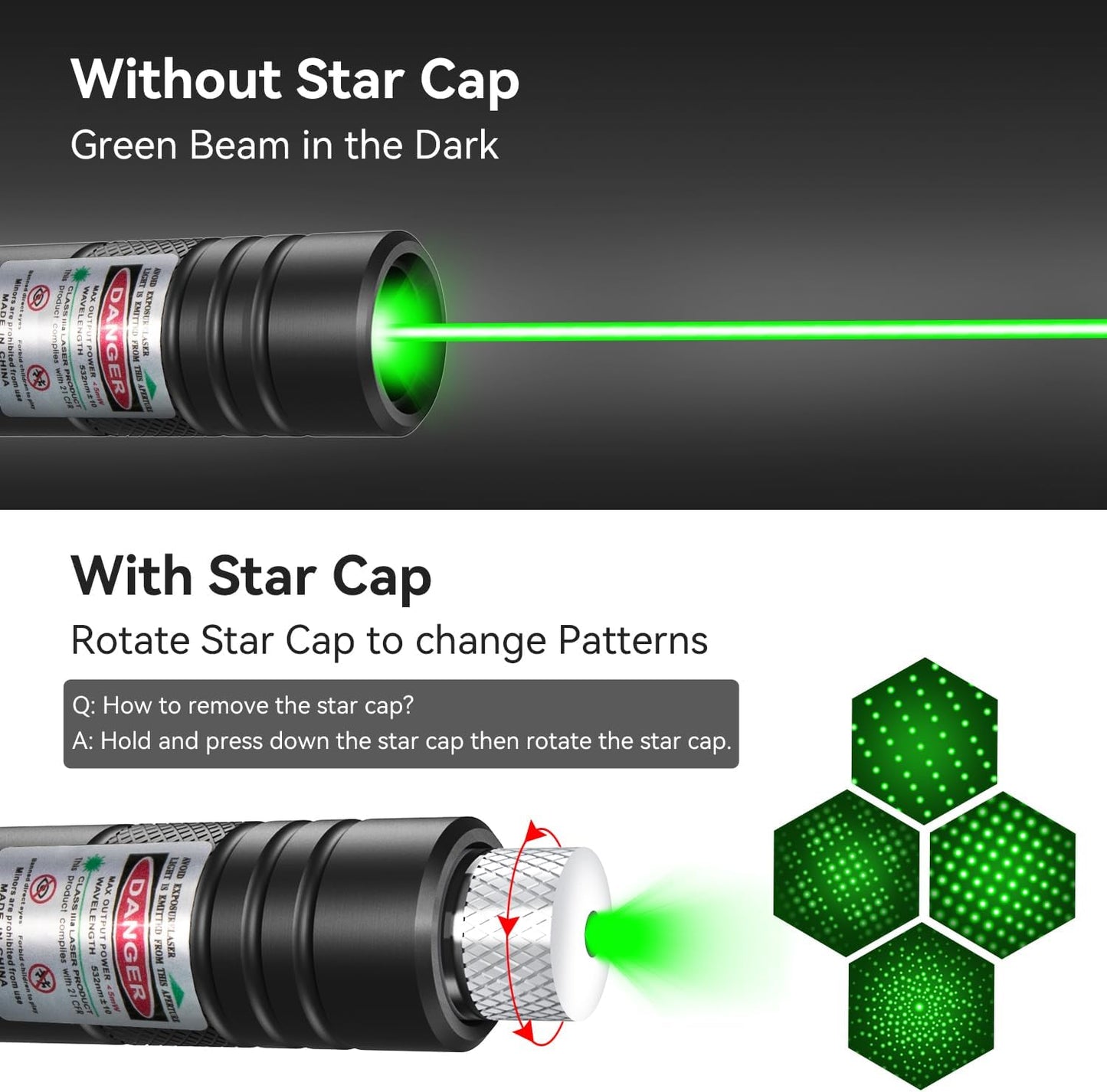 Skanto | Rechargeable Green Laser Pointer Outdoor Metal Flashlight