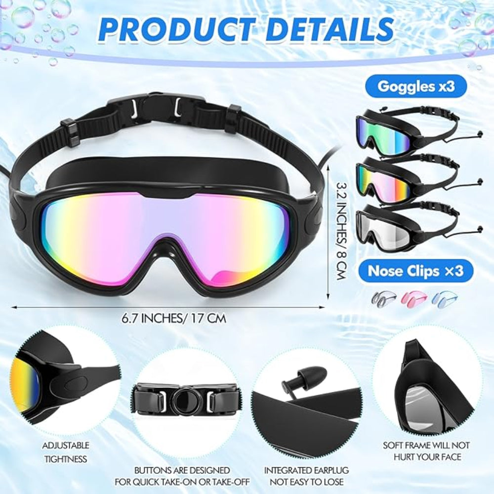 Swim goggles 3-piece set for adults & children | Bowlift