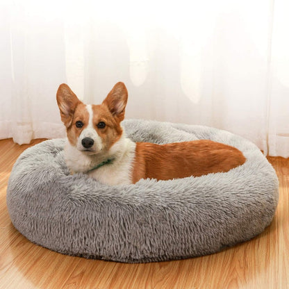Brehn | Round Plush Calming Donut Dog Bed for Small to Large Dogs