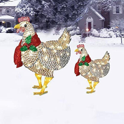 BowLift | WinterHen LED Chicken with Scarf – Illuminating Christmas Decoration for Indoor and Outdoor