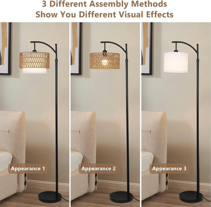 BowLift | Arc Floor Lamp with Remote Control & Dual Shades – Norvella