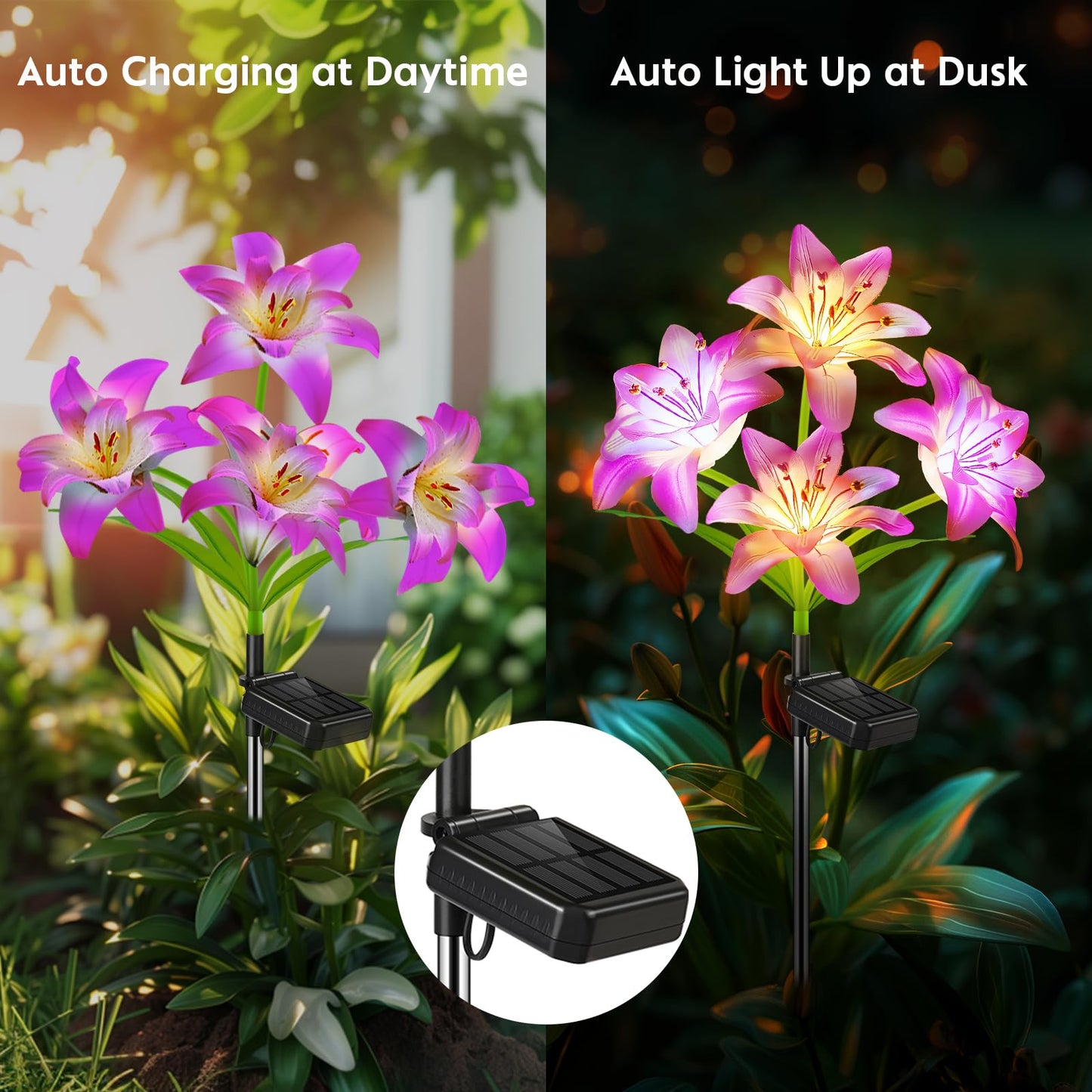 Skanto | Skanto 6 Pack Solar Garden Lights - Waterproof Lily Flowers for Outdoor Garden Decor
