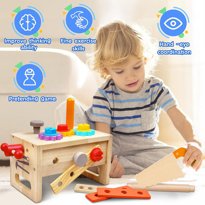 Wooden Toddler Tool Set - Creative Play Fun with the Wooden Toolbox
