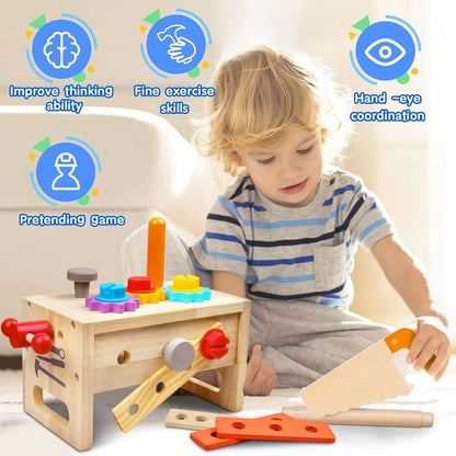 Kalsten | WoodCraft Kids Toolbox – Wood Tool Box for Creative Play & Motor Skills Development from 6 Months
