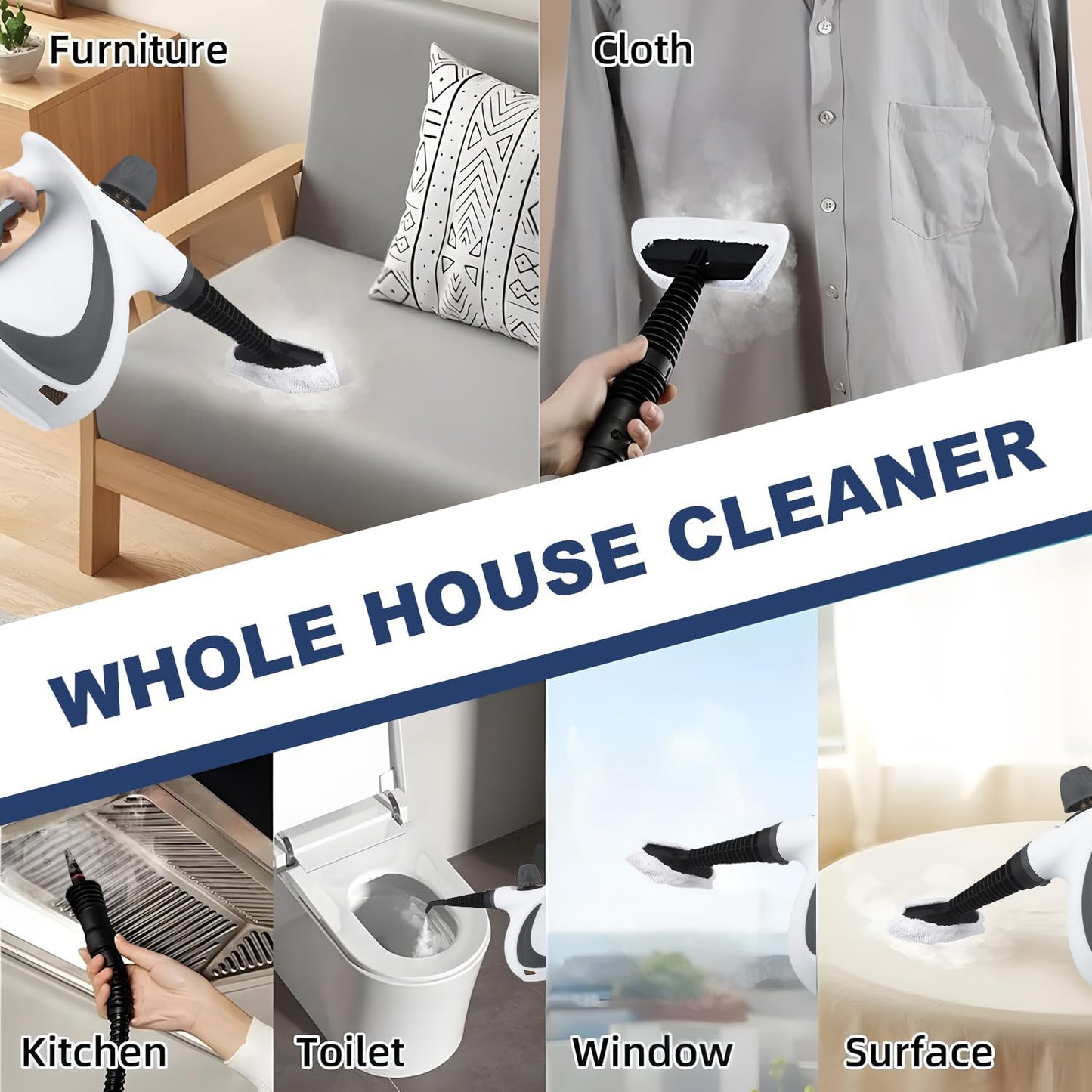 High-pressure handheld steam cleaner with 8-piece accessory set – Valtira