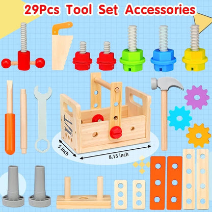 Kalsten | WoodCraft Kids Toolbox – Wood Tool Box for Creative Play & Motor Skills Development from 6 Months