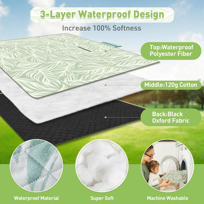 Extra large, waterproof picnic blanket 200 x 200 cm with 3 layers – MeadowRest