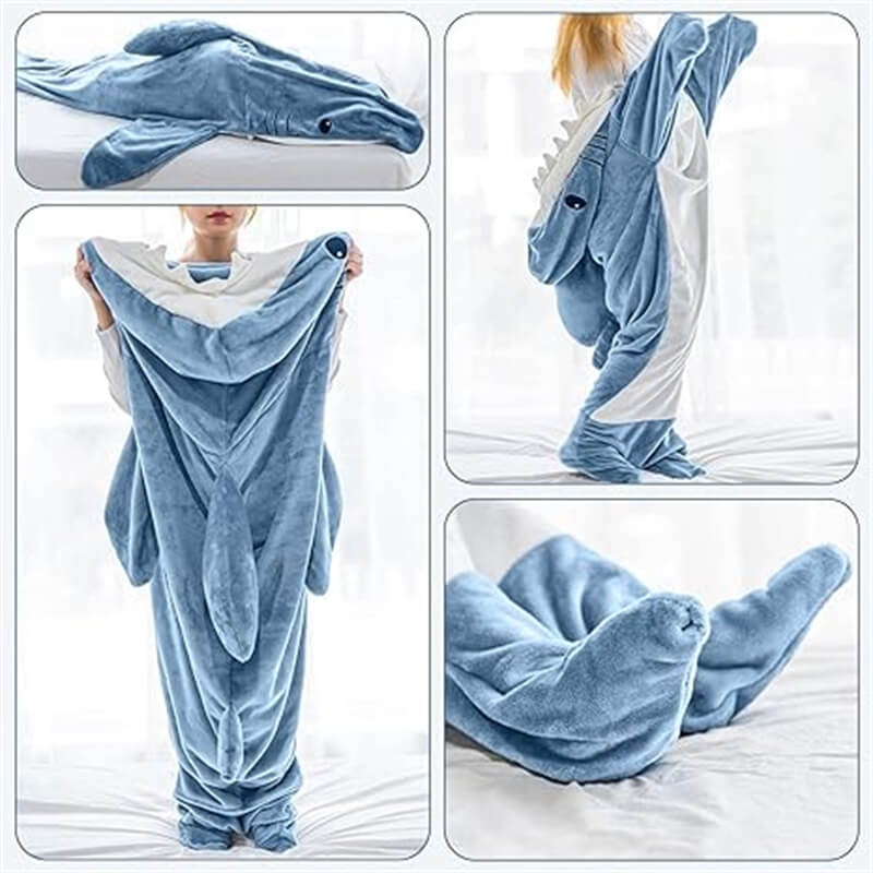 Plush Shark Blanket Hoodie – Comfortable wearable blanket