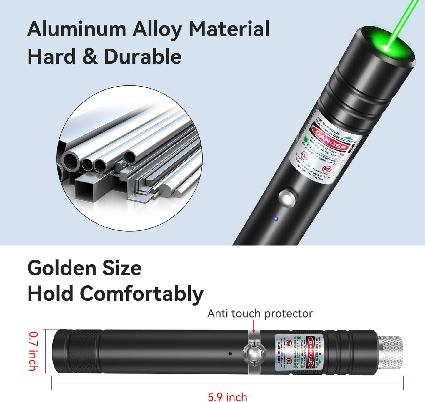 Skanto | Rechargeable Green Laser Pointer Outdoor Metal Flashlight