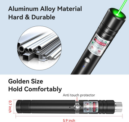 Skanto | Rechargeable Green Laser Pointer Outdoor Metal Flashlight