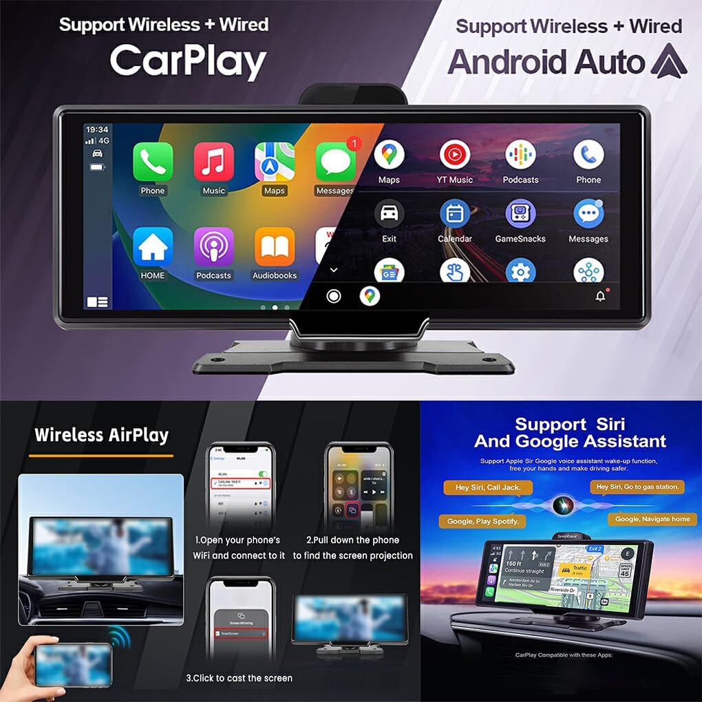 Skanto | CarVision Pro – Smart Car Display with Apple CarPlay, Android Auto & Dash Cam