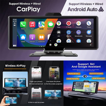Skanto | CarVision Pro – Smart Car Display with Apple CarPlay, Android Auto & Dash Cam