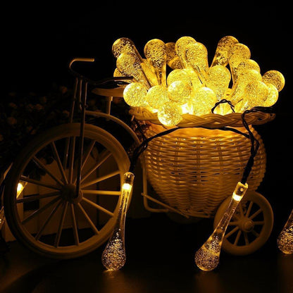Outdoor Solar String Lights, Garden Decor LED Water Drop Waterproof Lights | Bowlift