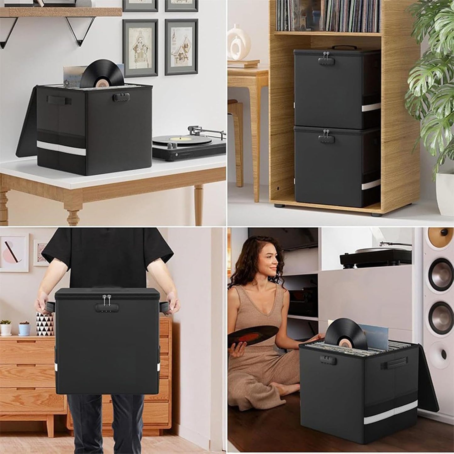 BowLift | Fireproof Record Storage Case – Waterproof Organizer for 150+ 12-Inch Records – Arcion