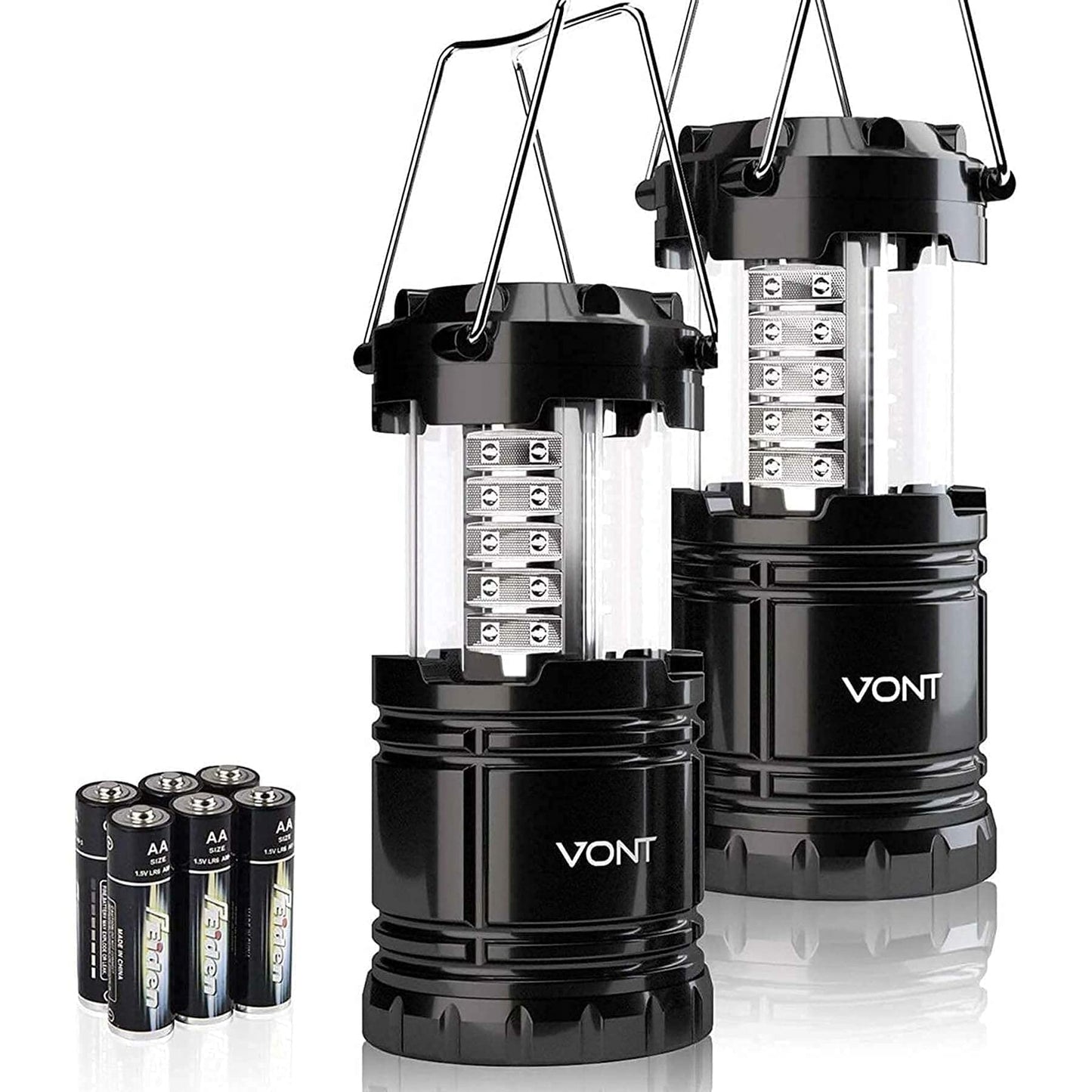 Skanto | Vont 2 Pack LED Camping Lanterns - Super Bright, Portable, Emergency Survival Lights, Batteries Included