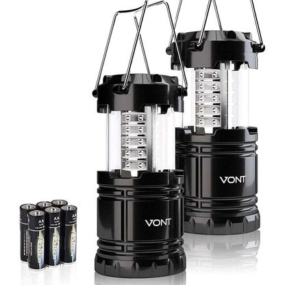 Skanto | Vont 2 Pack LED Camping Lanterns - Super Bright, Portable, Emergency Survival Lights, Batteries Included