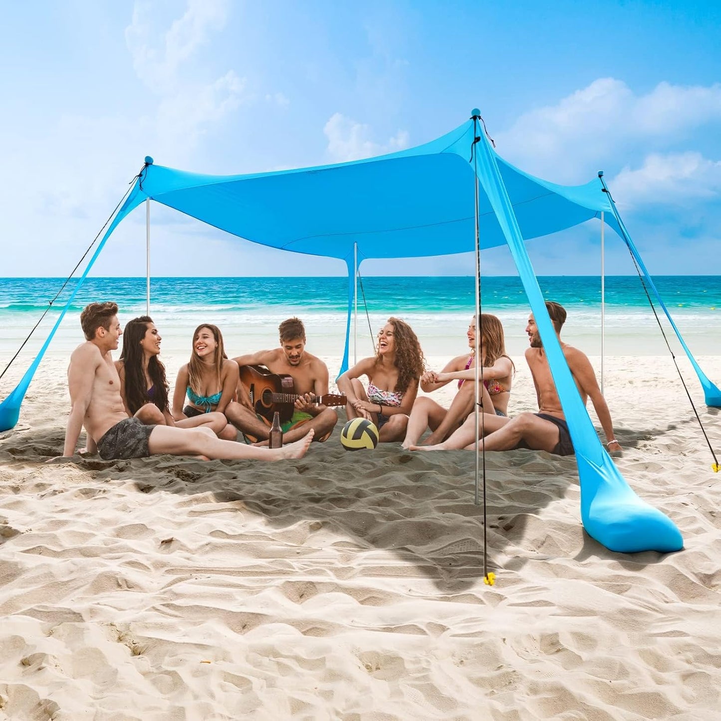 BowLift | UPF50+ Family Beach Tent with Aluminium Poles and Sand Anchors