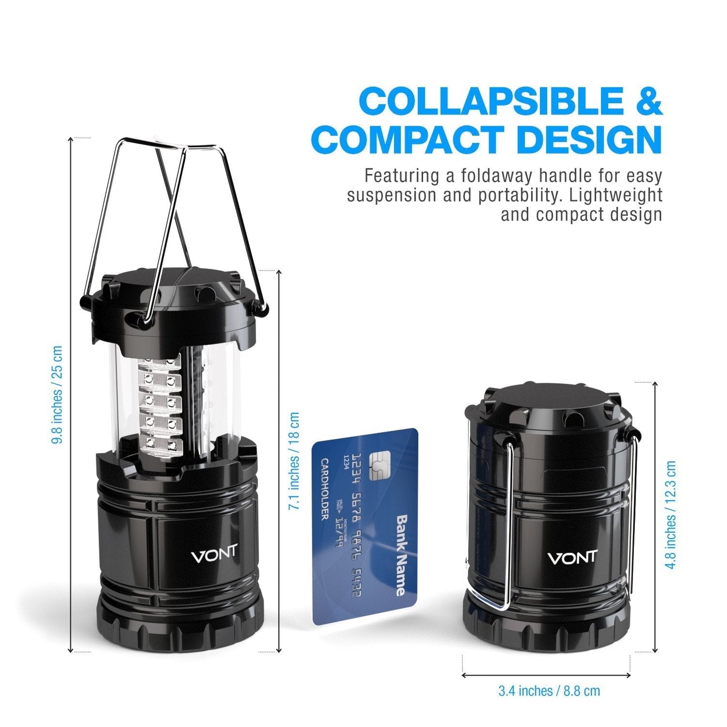 Skanto | Vont 2 Pack LED Camping Lanterns - Super Bright, Portable, Emergency Survival Lights, Batteries Included