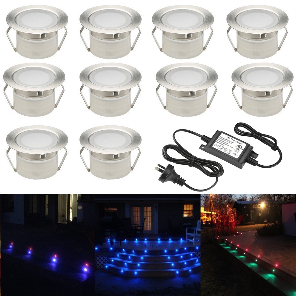 Skanto | Fvtled 10-Pack RGB LED Outdoor Deck Lights, IP67 Waterproof, Low Voltage for Garden & Patio