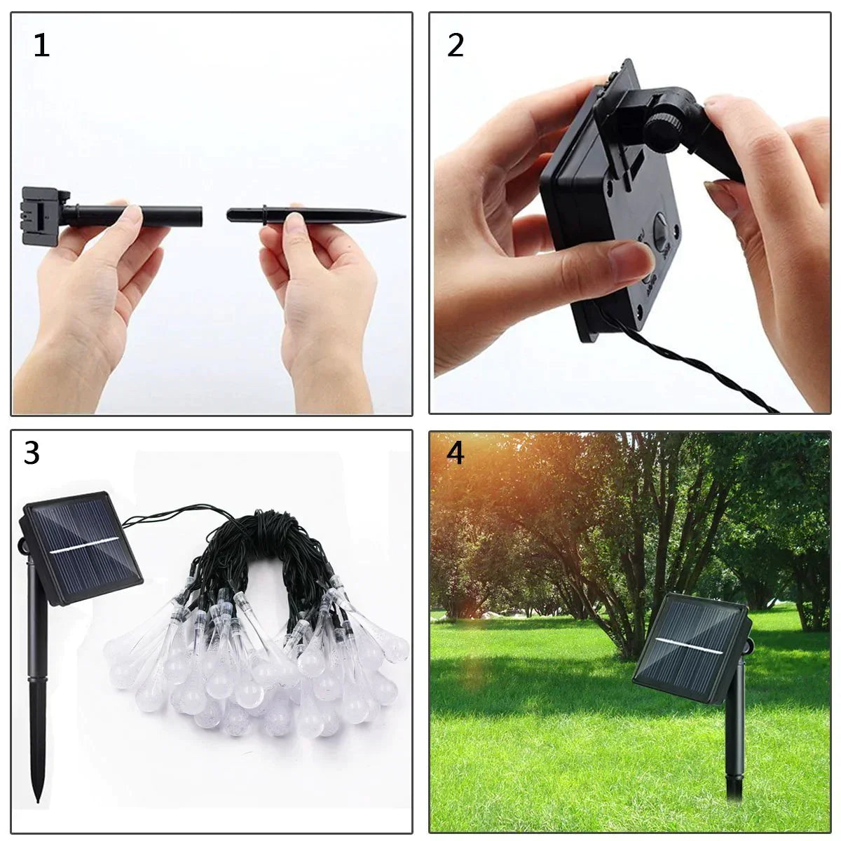Outdoor Solar String Lights, Garden Decor LED Water Drop Waterproof Lights | Bowlift