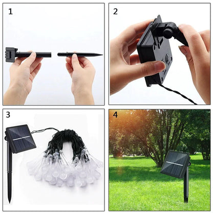 Outdoor Solar String Lights, Garden Decor LED Water Drop Waterproof Lights | Bowlift