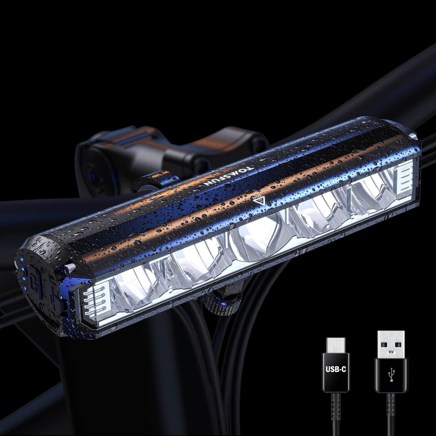 Skanto | Best Bicycle Lights 2600 Lumens, 5 LED Bike Light with High Beam Low Beam, Best Bicycle Lights for Night Riding, USB-C Rechargeable Bike Headlight, Waterproof Bike Lights, Power Bank Function