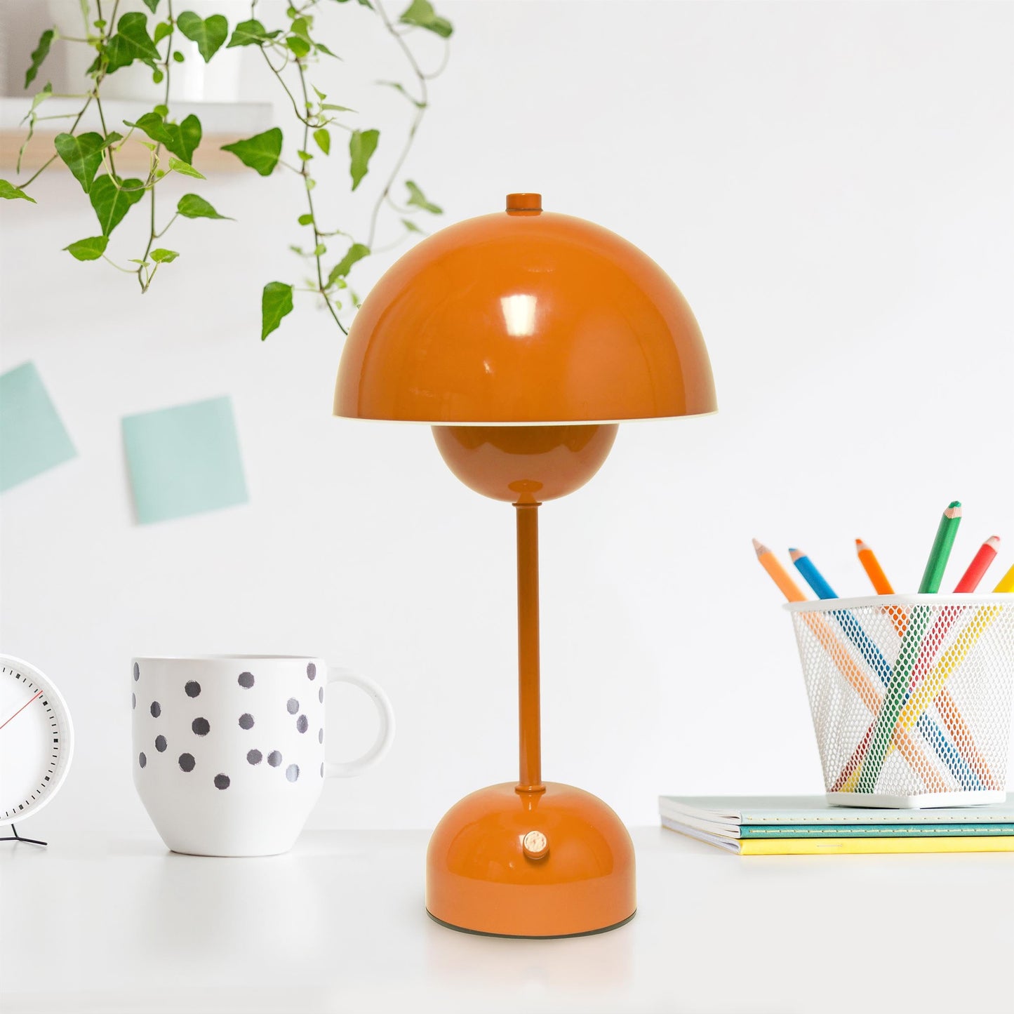 Skanto | Simple Designs LED Touch Lamp, 11.8" Portable & Rechargeable Mushroom in Orange