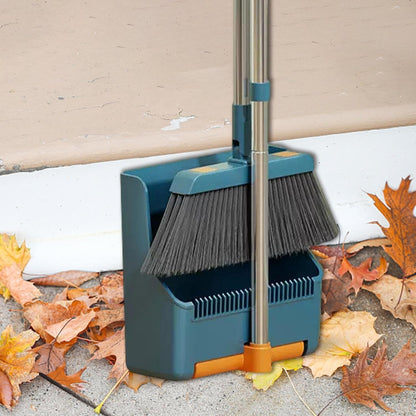 BowLift | Large Broom and Dustpan Set – Long Handle with 180° Rotating Broom Head – Clavira