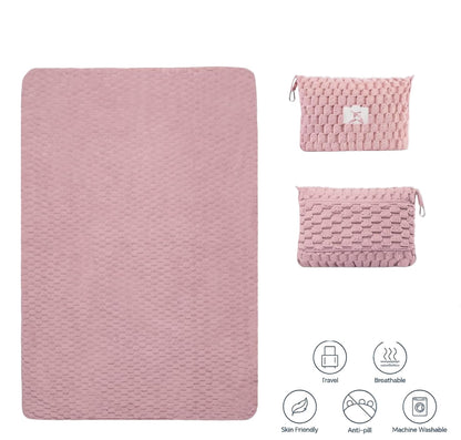 BowLift | Packable Flannel Travel Blanket with Pillow Bag and Luggage Sleeve – Trevora