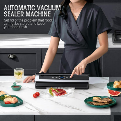 Brehn | Professional 8-in-1 Vacuum Sealer | Integrated Precision Cutter | Modes for Dry & Moist Foods | Airtight LED Sealing System | Incl. 15 Vacuum Bags