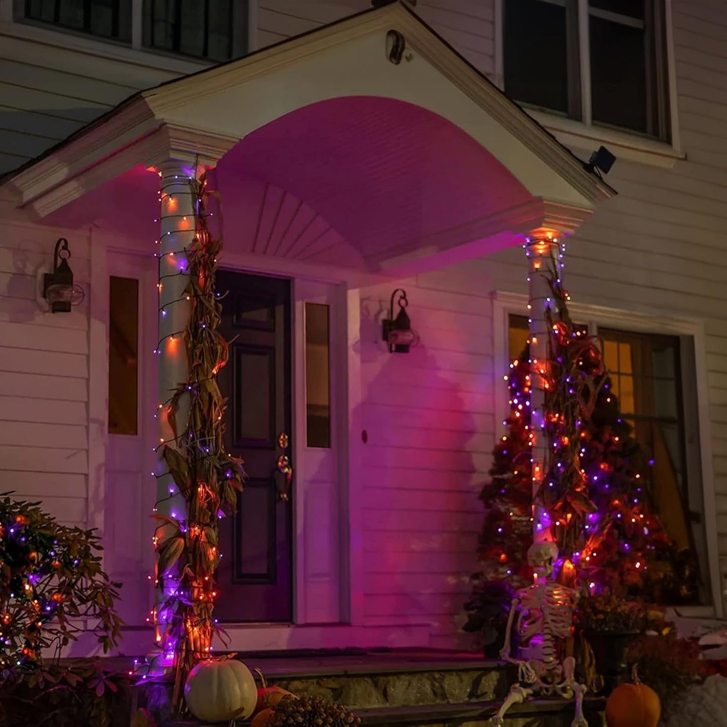 Skanto | Halloween LED String Lights – Purple and Orange Lanterns for Outdoor Patio, Garden, Street, Home, Christmas, and Party Decoration