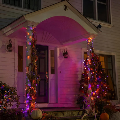 Skanto | Halloween LED String Lights – Purple and Orange Lanterns for Outdoor Patio, Garden, Street, Home, Christmas, and Party Decoration