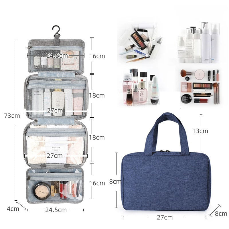 Waterproof toiletry bag travel bag with hook for hanging