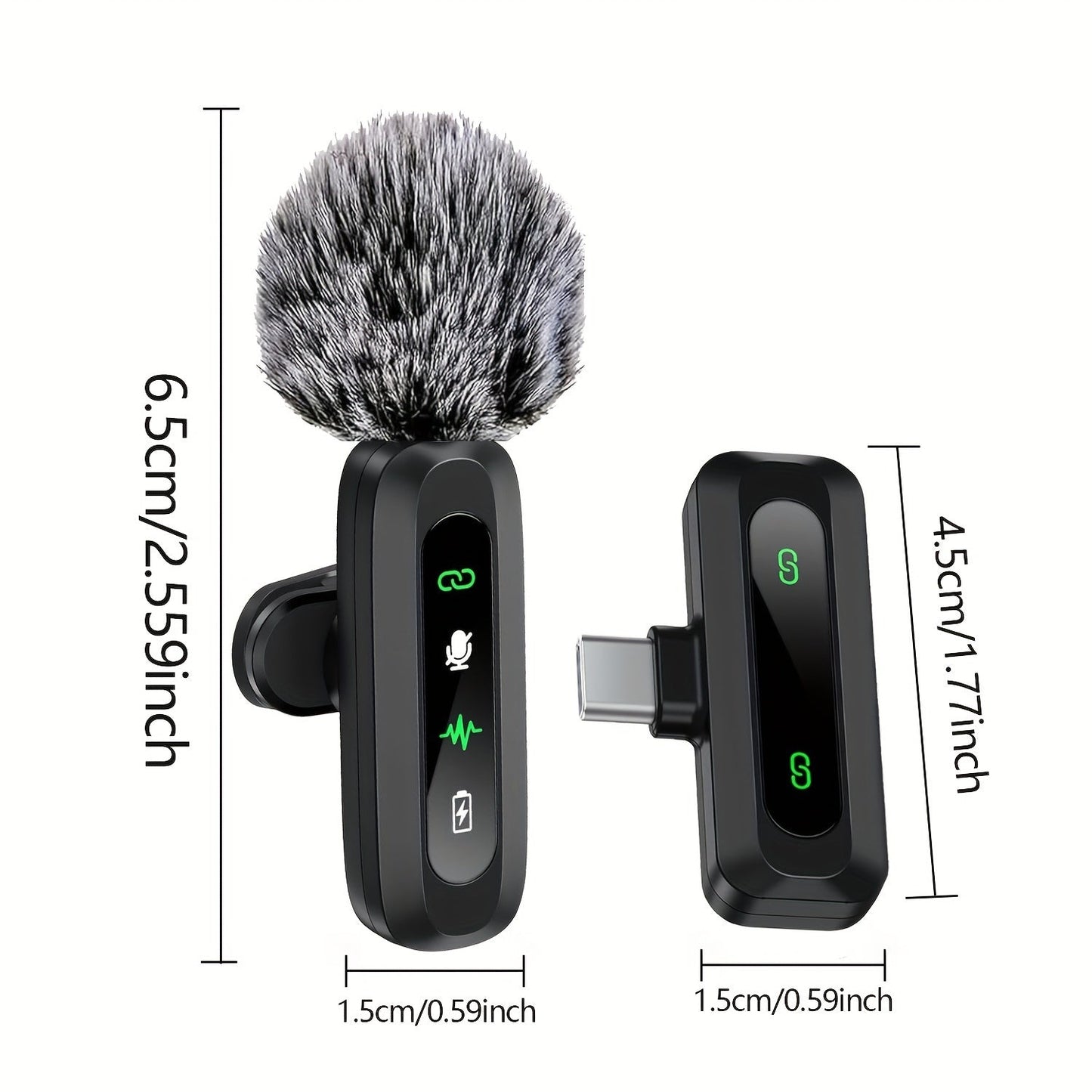 Skanto | Wireless Lavalier Microphone | USB-C Plug and Play for Mobile | Black