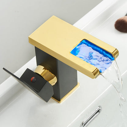 Skanto | Modern Waterfall Spout Bathroom Sink Faucet with LED Brass Bathroom Sink