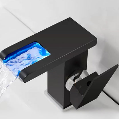 Skanto | Modern Waterfall Spout Bathroom Sink Faucet with LED Brass Bathroom Sink