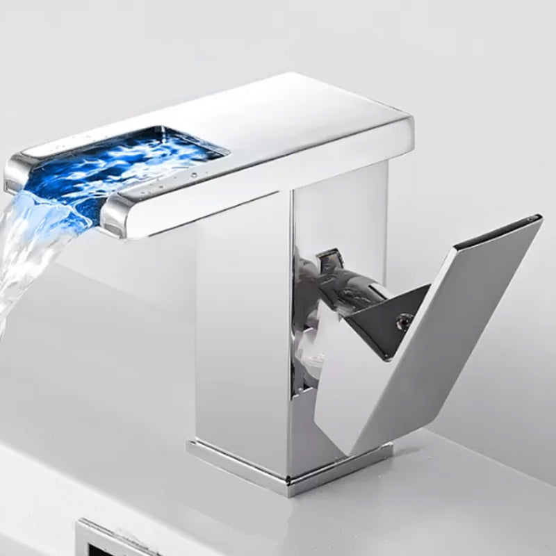 Skanto | Modern Waterfall Spout Bathroom Sink Faucet with LED Brass Bathroom Sink